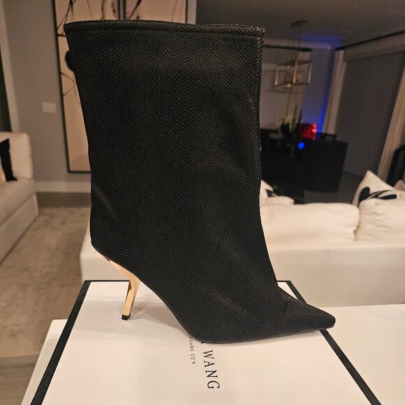Azalea Wang Shoes - QUINNEY-BLACK LIQUID LUXE STILETTO BOOTIE